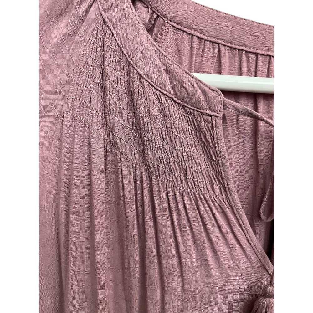 CATO XL Mauve Pink Tiered Boho Peasant Blouse Babydoll High Low Hem Top - Picture 6 of 14